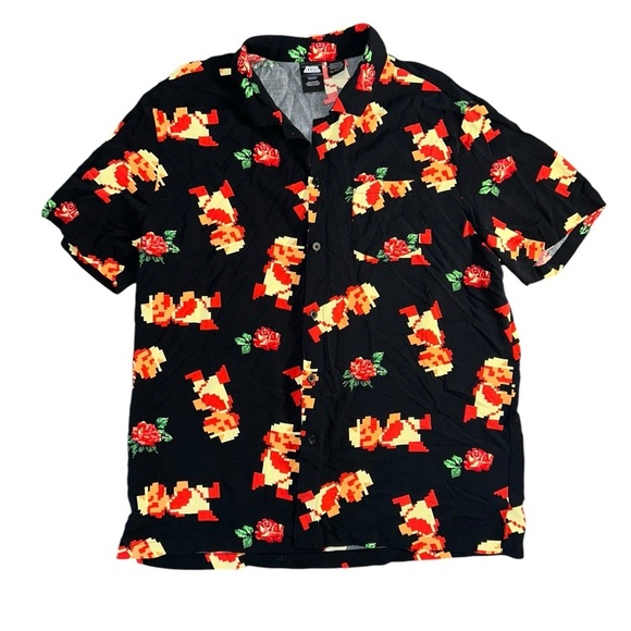 Super Mario Bros Camp Shirt Pixels 8-bit Rose Mens Size XL Hawaiian Retro Y2K - Picture 1 of 8